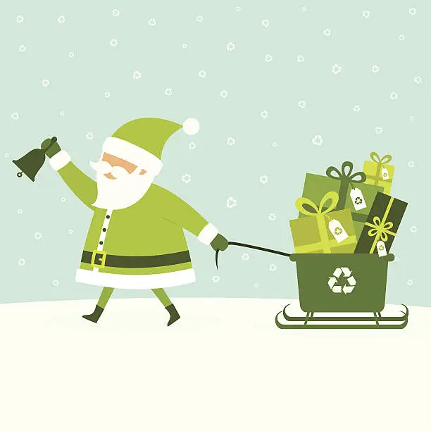 Vector illustration of Green Christmas Gifts