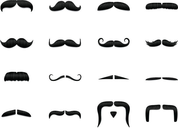 illustrations, cliparts, dessins animés et icônes de texture moustache icônes - fake mustache