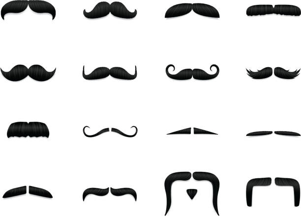 ilustrações, clipart, desenhos animados e ícones de texturizado bigode ícones - pêlo facial