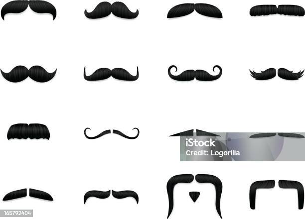 Textured Mustache Icons Stock Illustration - Download Image Now - Mustache, Vector, Beard