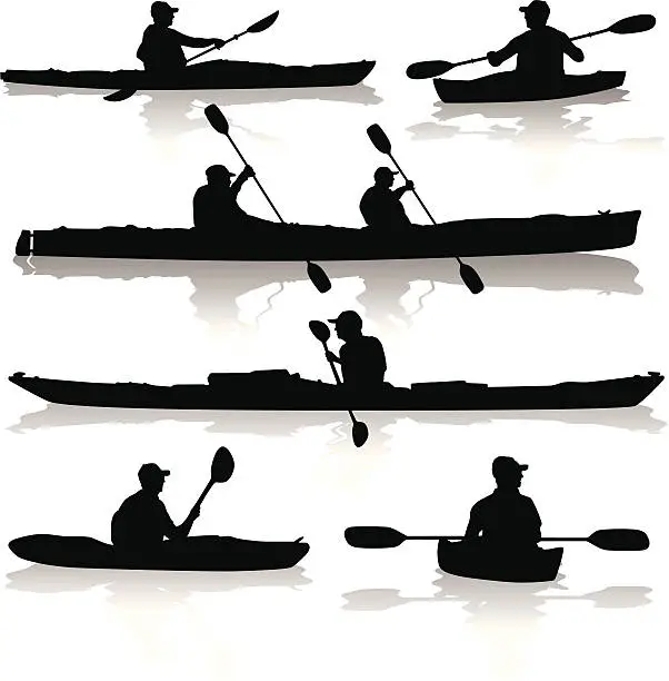 Vector illustration of Kayak Silhouettes