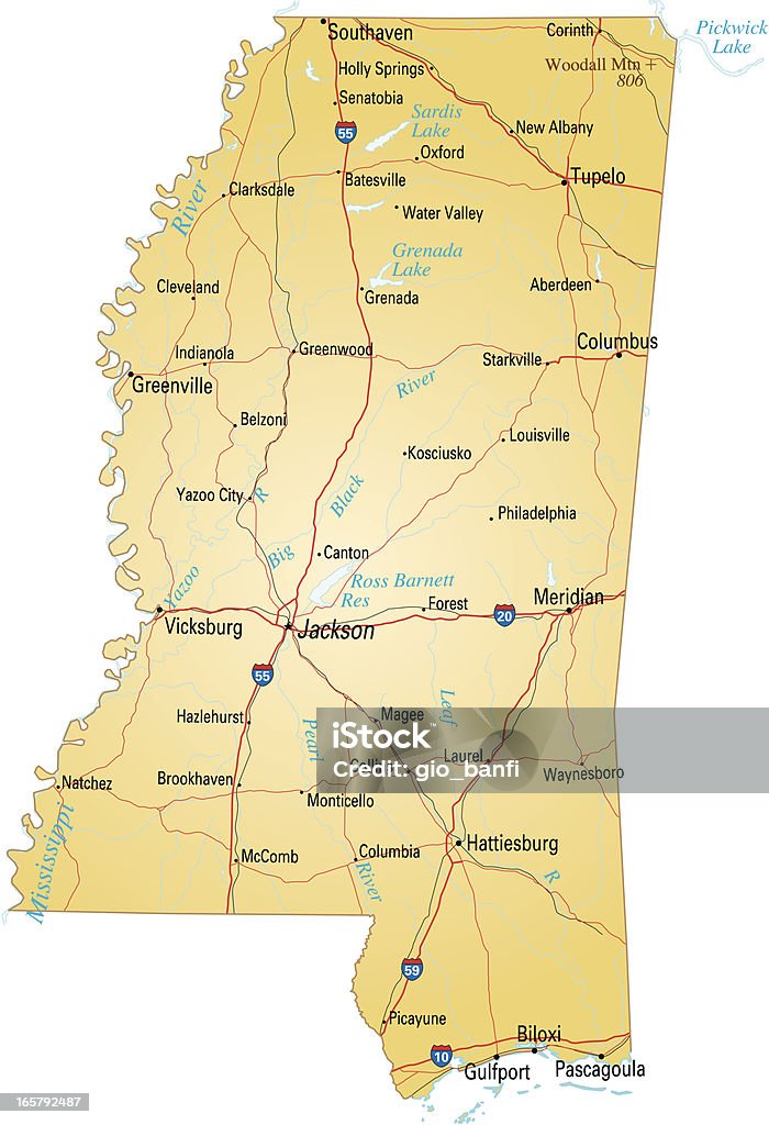 Carte du Mississippi - clipart vectoriel de Carte libre de droits