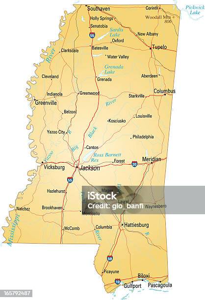 Carte Du Mississippi Vecteurs libres de droits et plus d'images vectorielles de Carte - Carte, Fleuve Mississippi, Autoroute