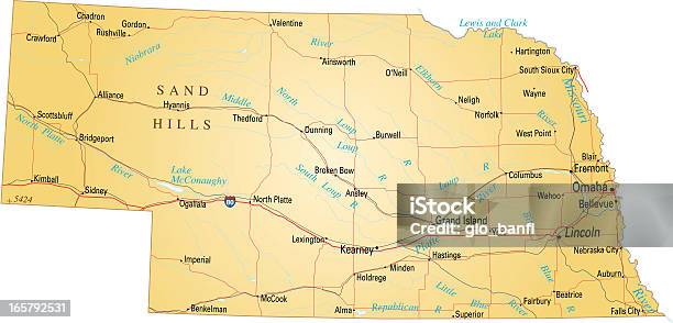 Karte Von Nebraska Stock Vektor Art und mehr Bilder von Nebraska - Nebraska, Straßenkarte, Karte - Navigationsinstrument