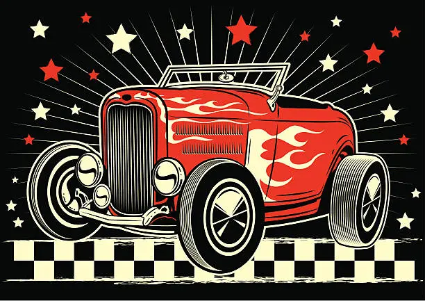 Vector illustration of Classic Hot Rod Car