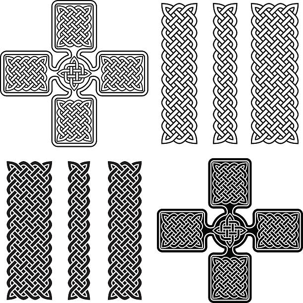 illustrations, cliparts, dessins animés et icônes de croix celtique et knotwork ornements - knotwork