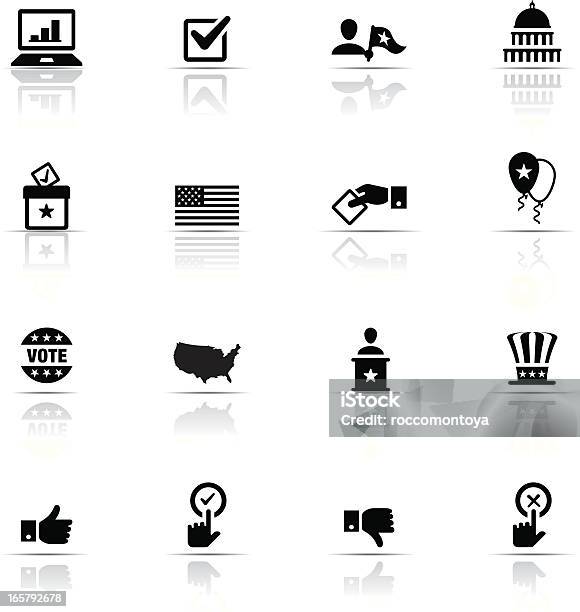 Vetores de Conjunto De Ícones Política e mais imagens de Ícone de Computador - Ícone de Computador, Bandeira Norte-Americana, Cor Preta