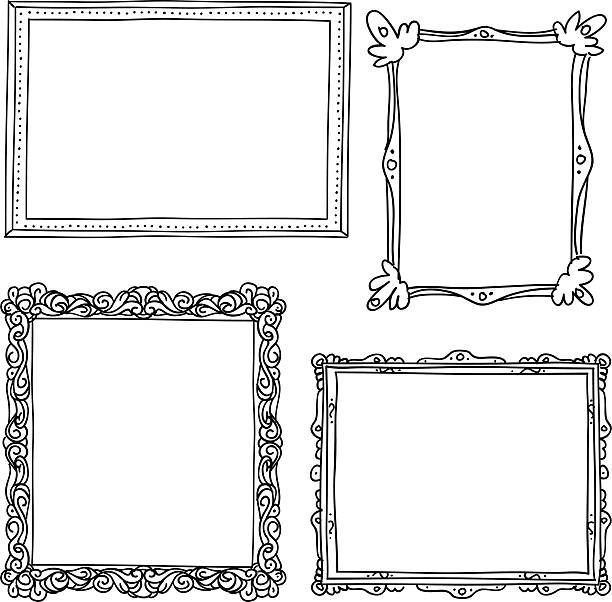 Ornate frame in sketch style "Various ornate frame in sketch style, Black and White" picture frame illustrations stock illustrations