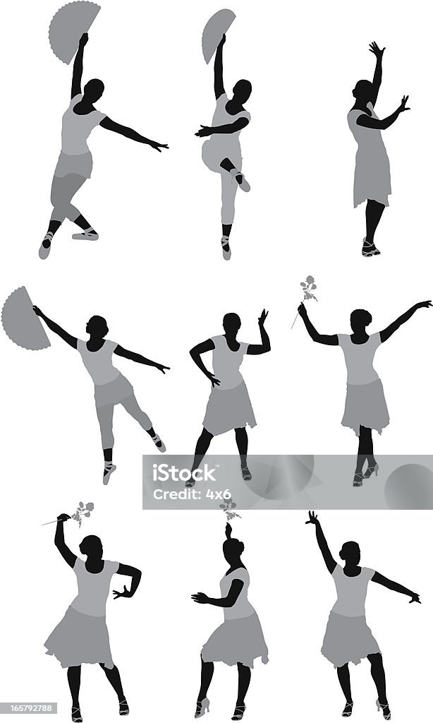 Múltiples imágenes de una mujer bailando - arte vectorial de Abrise de piernas libre de derechos