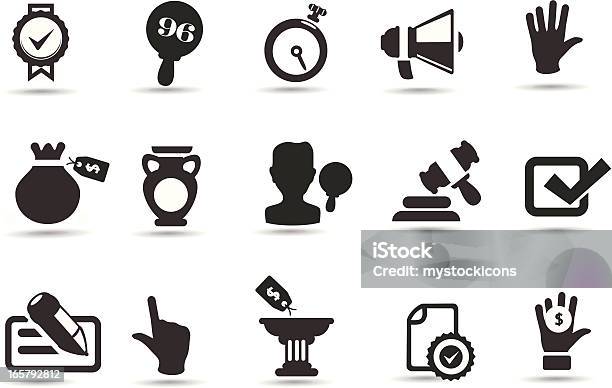 Auktionssymbole Stock Vektor Art und mehr Bilder von Versteigerung - Versteigerung, Paddel, Icon