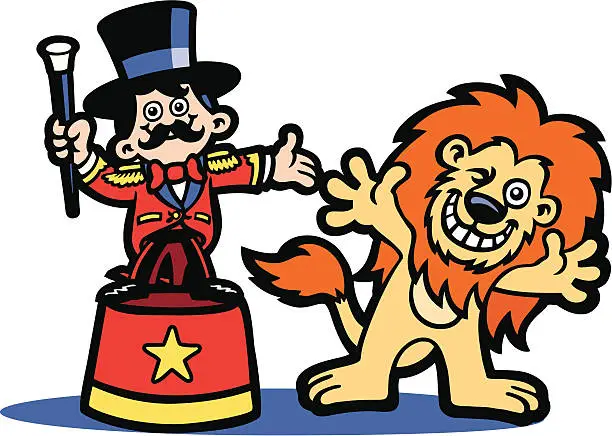 Vector illustration of Ringmaster & Lion