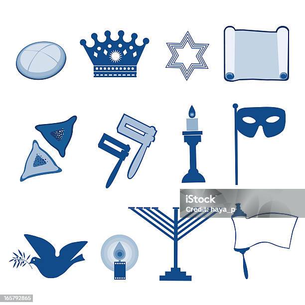 Símbolos De Feriado Judaico - Arte vetorial de stock e mais imagens de Yarmulke - Yarmulke, Hanukkah, Bar Mitzvah