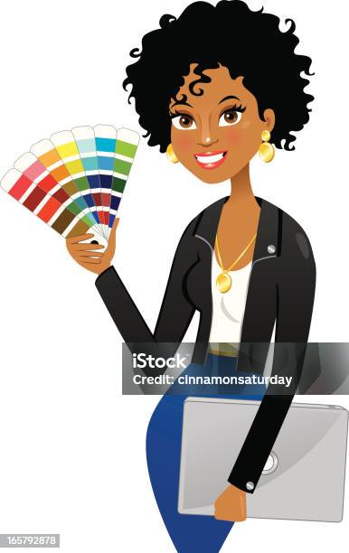 Stylish Graphic Or Interior Designer Stock Illustration - Download Image Now - Interior Designer, African Ethnicity, Leather Jacket