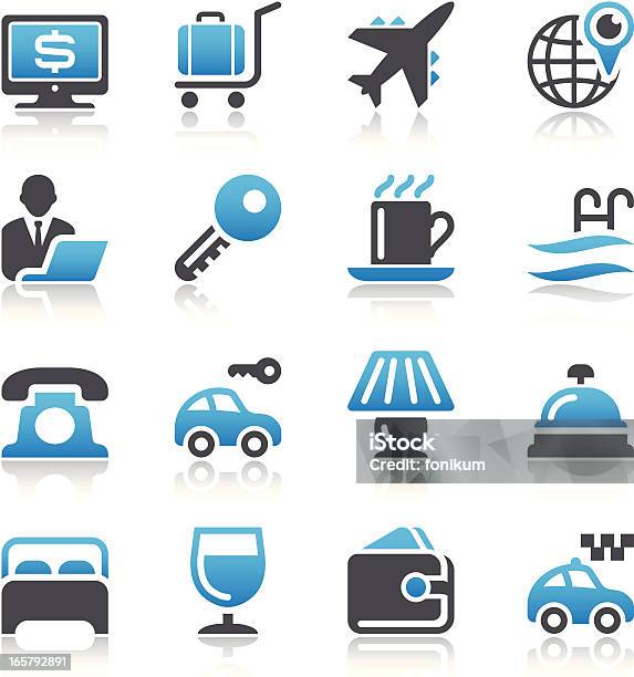 Hotel Icon Set Stock Illustration - Download Image Now - Icon Symbol, Airplane, Bed - Furniture