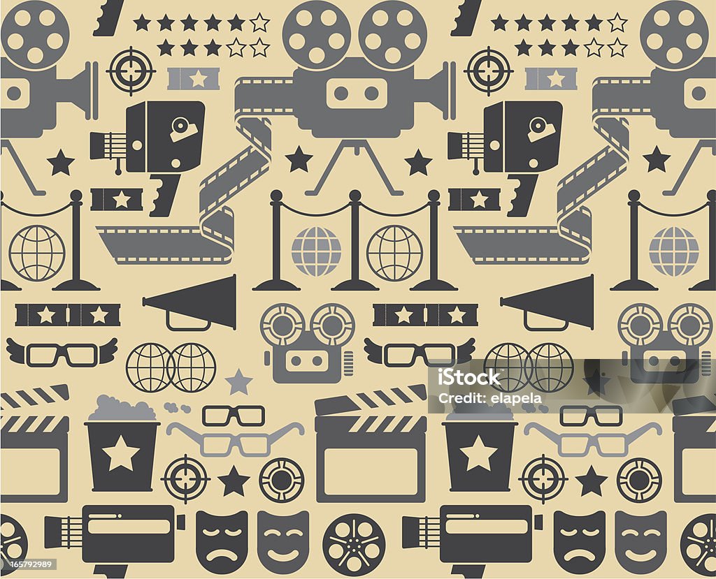 Fundo com silhuetas de cinema - Royalty-free Bilhete arte vetorial