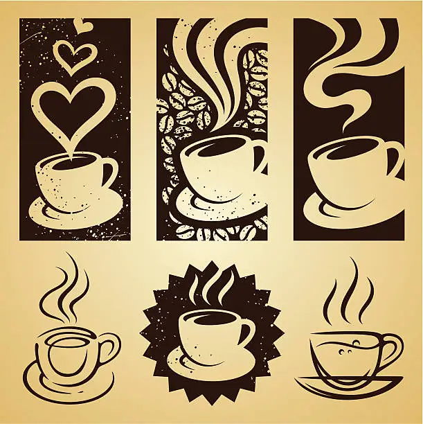 Vector illustration of cup of coffee set