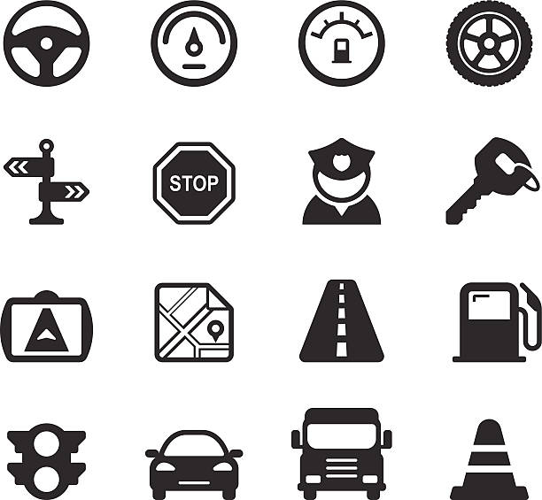 Traffic/Driving Icons Traffic/Driving Icons  on white background. wheel cap stock illustrations