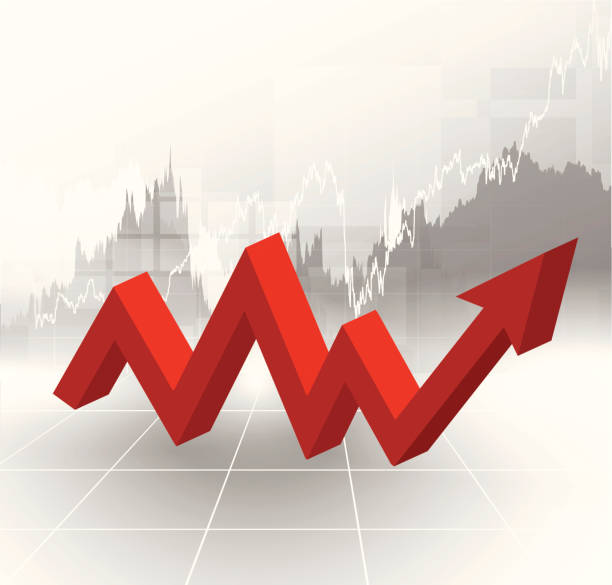 börse chart - nasdaq exchange rate moving up striped stock-grafiken, -clipart, -cartoons und -symbole