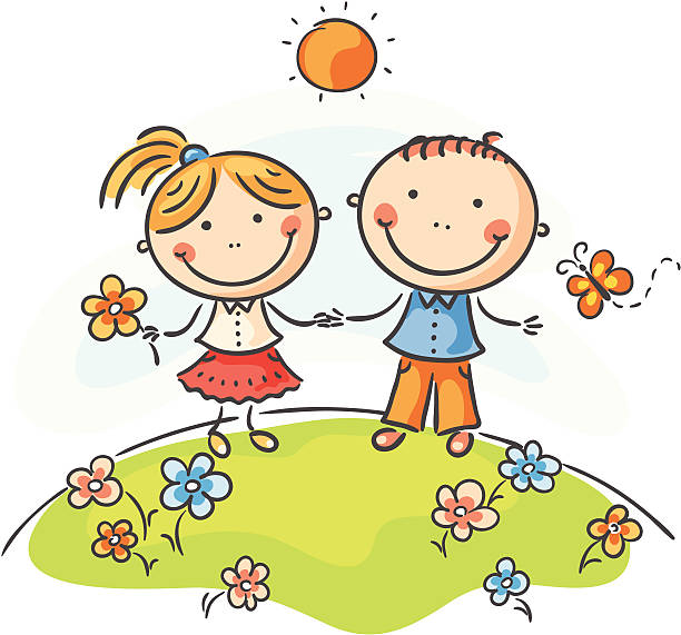 Boy And Girl. Kids Drawing. Stock Clipart | Royalty-Free | FreeImages