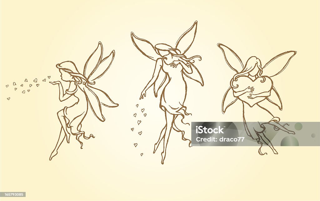 Sketch Love Fairy Set Cute fairies set spreading the love on Valentine's Day. Properly grouped elements and derived from my artwork. More Valentines Series Lightbox Fairy stock vector