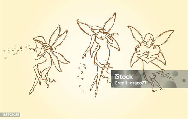 Sketch Love Fairy Set Stock Illustration - Download Image Now - Fairy, Sketch, Women