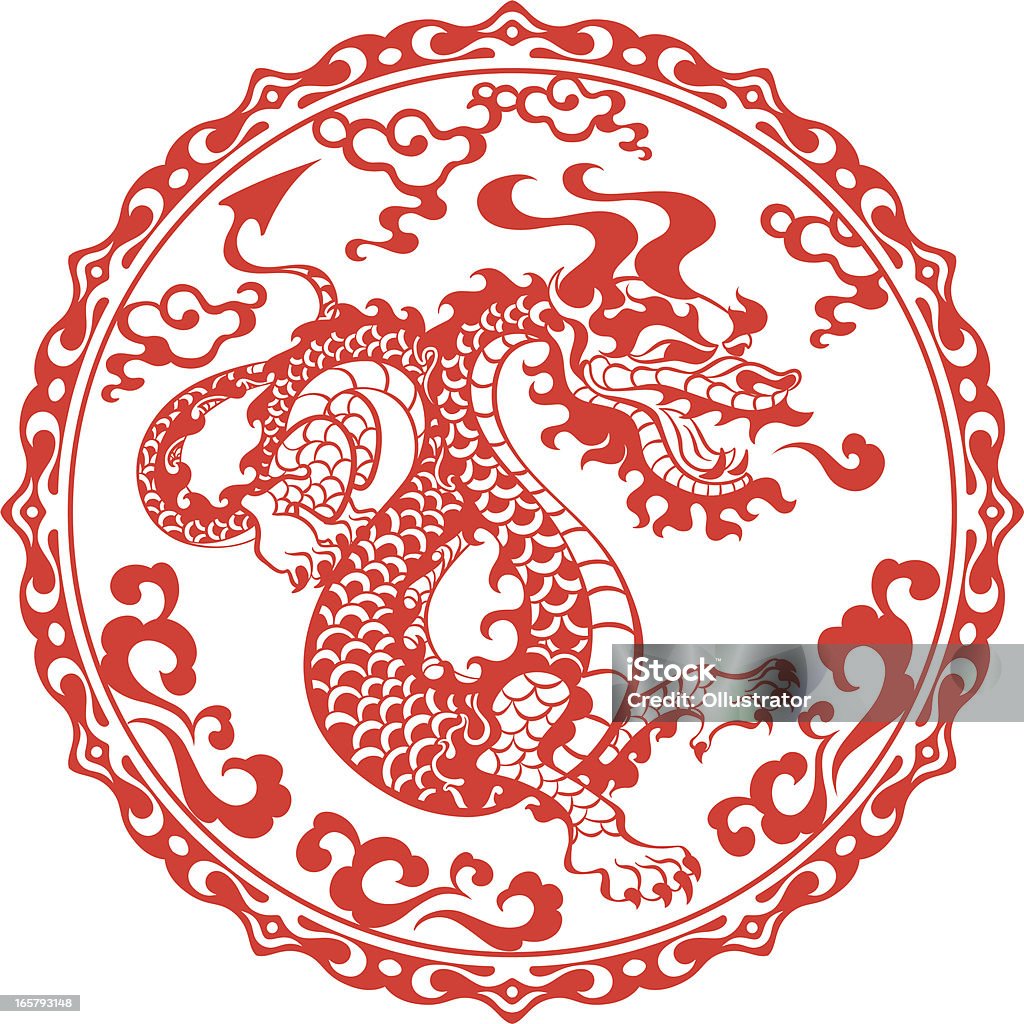 China año del dragón 2012 (rojo - arte vectorial de Asia libre de derechos