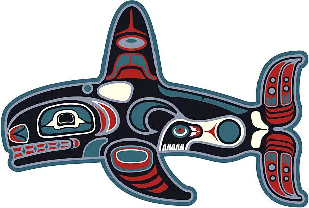 Vector illustration of Native American Orca