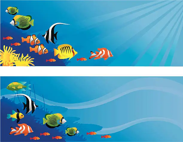 Vector illustration of Tropical Fish Scenes