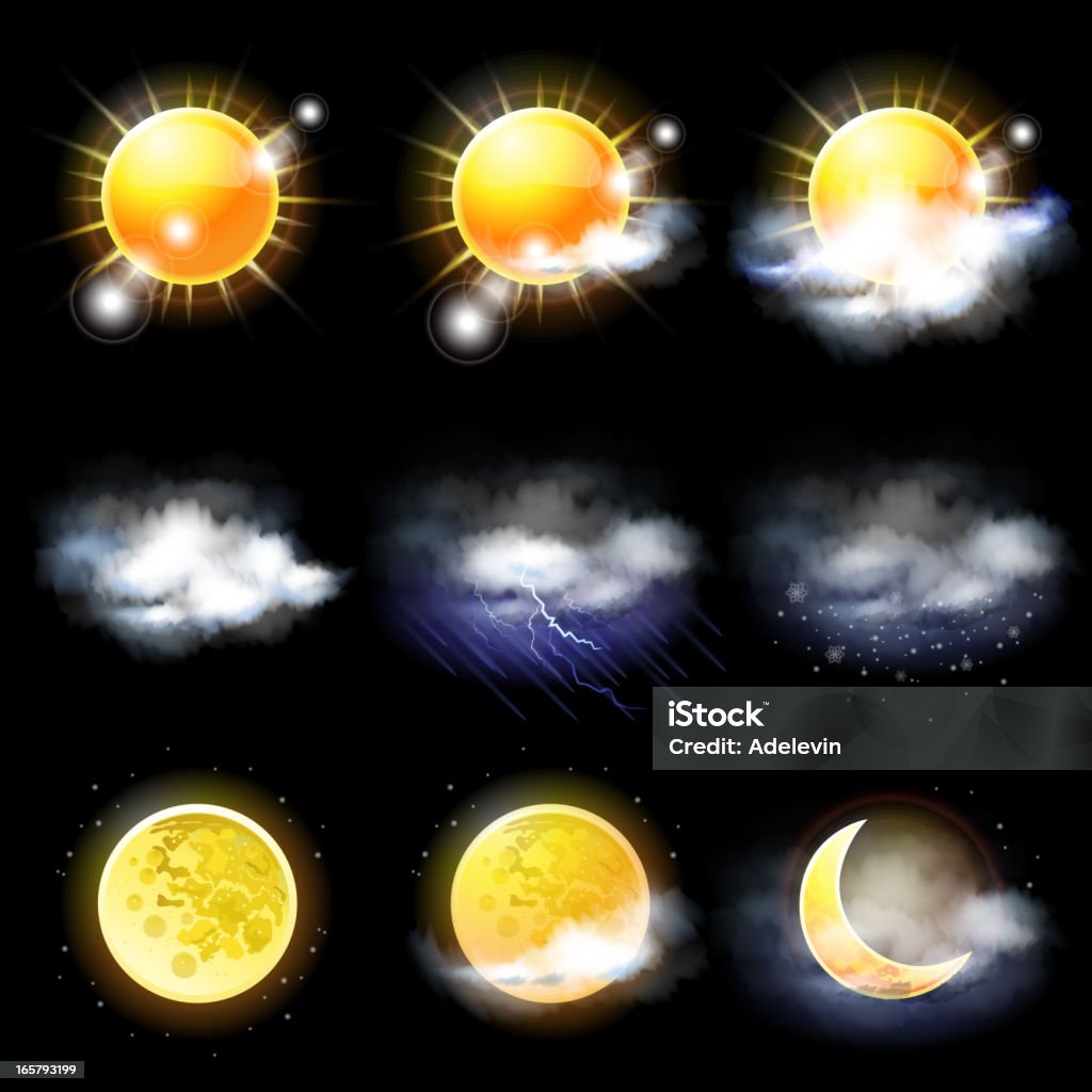 天候と季節のコンセプト - 夜のロイヤリティフリーベクトルアート