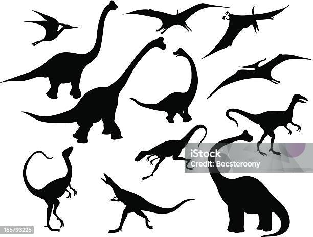 다이노소어 실루엣 공룡에 대한 스톡 벡터 아트 및 기타 이미지 - 공룡, 벡터, 아이콘 세트