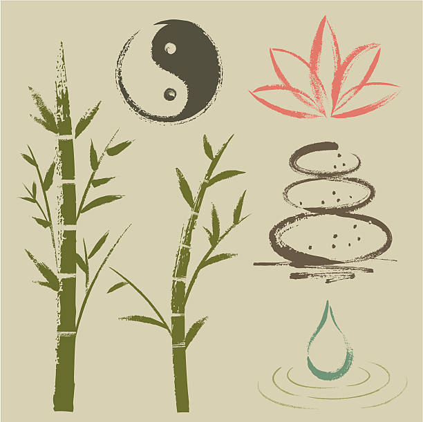 zen элементы - flower single flower zen like lotus stock illustrations