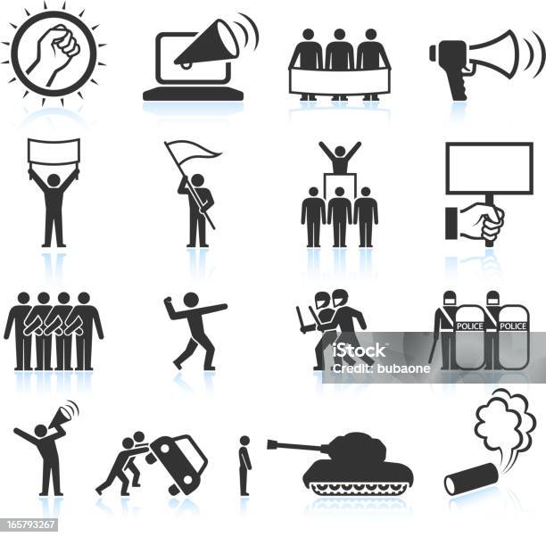 Protest Black And White Royalty Free Vector Icon Set Stock Illustration - Download Image Now