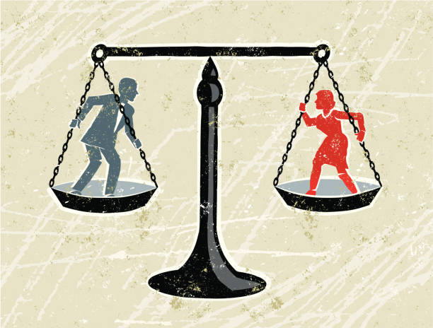 мужчина и женщина, взвешивали по шкалам - weight scale scales of justice justice balance stock illustrations