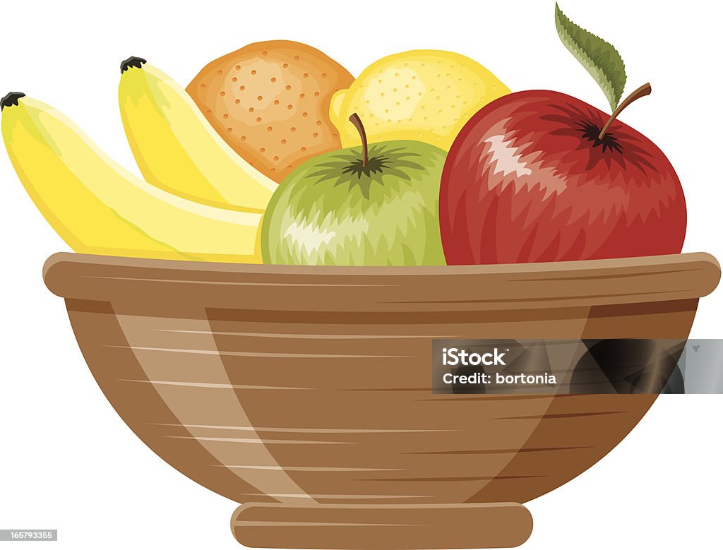 Fruit Bowl A bowl of fruit including apples, bananas, an orange and a lemon. All shapes are properly grouped. Fruit Bowl stock vector