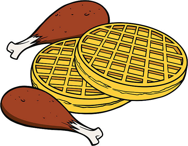 hähnchen und waffeln - waffle chicken fried chicken food stock-grafiken, -clipart, -cartoons und -symbole