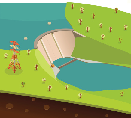 isometric dam in eps10. contains transparent objects