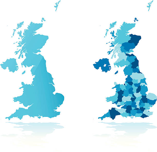 wielka królestwo - uk map regions england stock illustrations