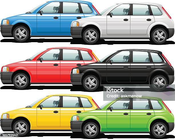 Samochody - Stockowe grafiki wektorowe i więcej obrazów Bez ludzi - Bez ludzi, Białe tło, Biały