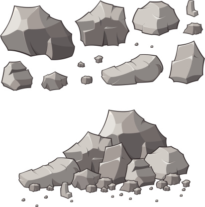 Lots of rocks in different sizes, assemble as you see fit.