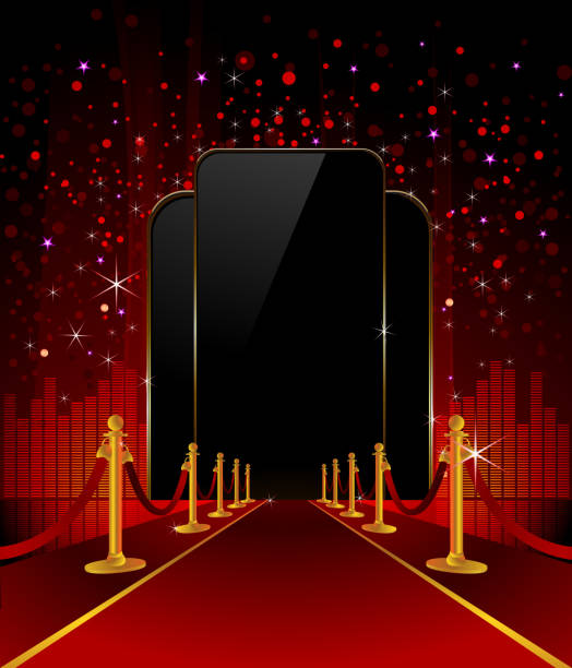 Red Carpet with Elegant Background Self illustrated red carpet with elegant background.Each element in a separate layers.Very easy to edit vector file. red carpet stock illustrations