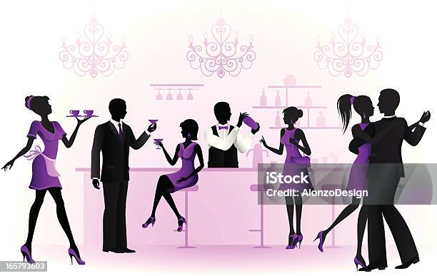 Scena Nocy Restauracji - Stockowe grafiki wektorowe i więcej obrazów Kolacja - Posiłek - Kolacja - Posiłek, Odzież formalna, Barman