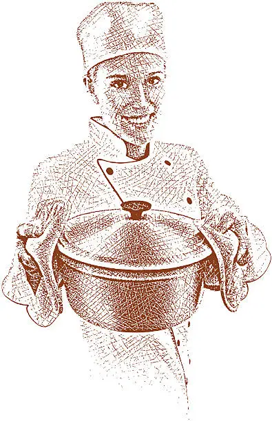 Vector illustration of Chef Cooking With Pot