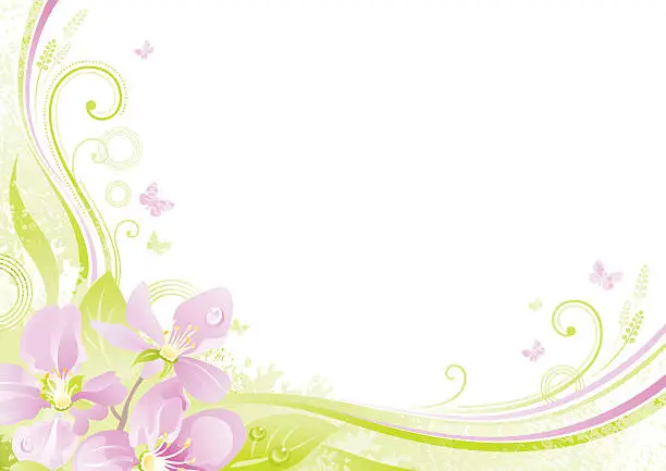 Vector illustration of Flower background with copyspace: Cherry Blossom
