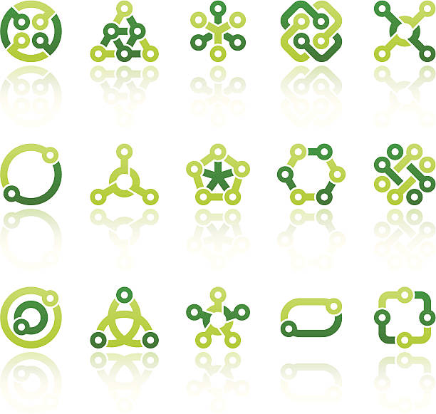 illustrations, cliparts, dessins animés et icônes de abstrait symboles ii - atom molecule molecular structure science