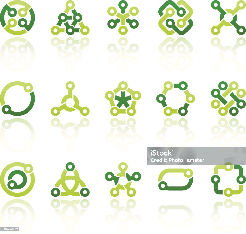 abstract symbols II Set of 15 variable abstract symbols, with reflections on individual layer. Large JPEG (3000x2900), layered AI EPS 8. Archive: screensize JPEG,  large 300 dpi layered PSD, 2 large PNG for icons and reflections, AI 7. Only linear gradients. Icon Symbol stock vector