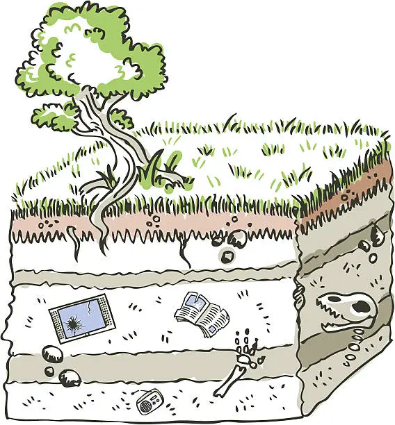 Vector illustration of Traditional media archaeology