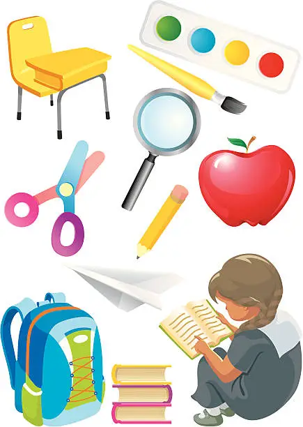 Vector illustration of School Stuff Collection