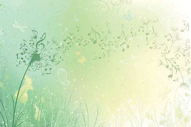 illustrazioni stock, clip art, cartoni animati e icone di tendenza di musica di sottofondo di tarassaco - dandelion nature flower abstract