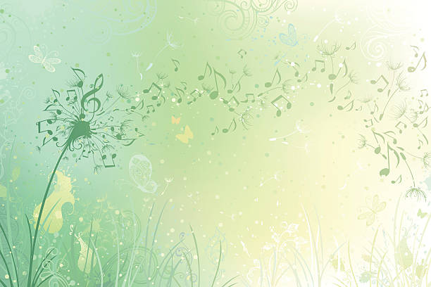 Music dandelion background vector art illustration