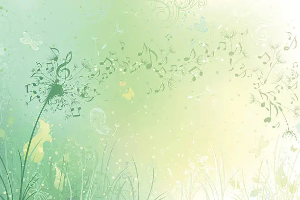 Vector illustration of Music dandelion background